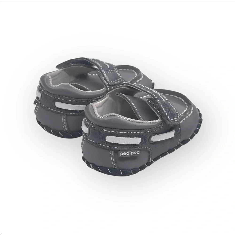 pediped ☀︎︎ Originals Norm Boat Baby Shoe ☀︎︎ Grey Leather Sole ☀︎︎ 0-6 Month